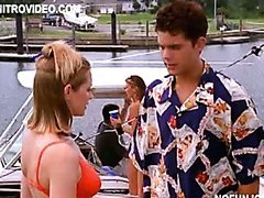 Sexy Meredith Monroe Walks Around The Harbor In a Hot Orange Bikini