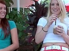 Two teenage big ass girls talked into hot sex