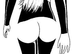 Anime chick shows off her ass in an unfinished animation