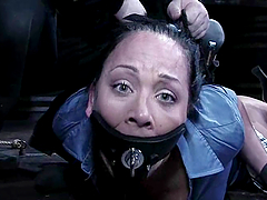 Julie Night gets gagged and then drilled by a machine