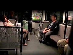 Voyeur video with Japanese chick sucking dicks in a subway train