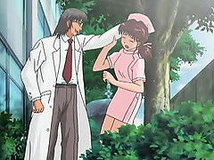 Anime nurse is fucked by a doctor out side of the hospital