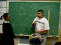 Horny Latina schoolgirl is riding her teacher in class