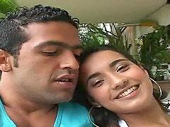 Hot Latina sucks a hard cock before being fucked
