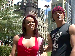 Slutty tranny Joyce Naturelle jumps on a cock after getting face-fucked
