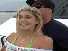 Appealing Ava Wearing A Green Bikini Goes Hardcore Outdoors In A Yacht