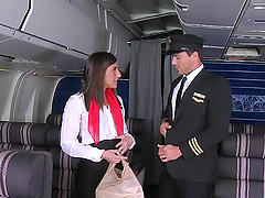 Sex in the airplane with a smoking hot stewardess