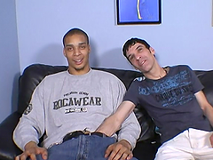 Two skinny faggots make out in an interracial one