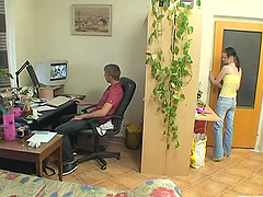 Slim Panni sucks a huge dick and gets pounded in a homemade clip