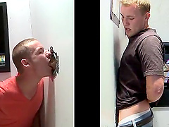 Adorable gay with short hair enjoying his massive cock being awarded with blowjob