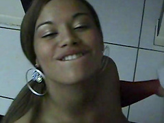 Yummy Latina Masturbates Before Sucking A Big Cock