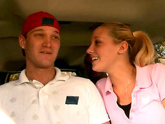 Two Men Have Wild Gay Sex Inside A Car In Front Of A Blonde Girl
