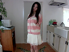 Misuzu Imai licks a dildo and lets a guy knead her natural tits