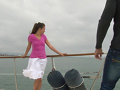 Gorgeous Allie Haze gets fucked by a handsome guy on a yacht