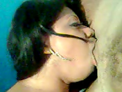 Horny amateur brunette gives a deepthroat blowjob in homemade video