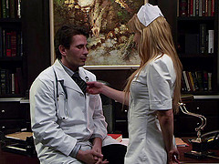 Lovely porn hottie Kayden Kross in nurse uniform sucks a horny physician