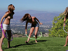 Realityl lesbian lasses with natural tits play bedroom acrobatics