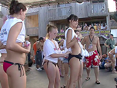 Randy sluts in public bikini party showing of ass and boobs
