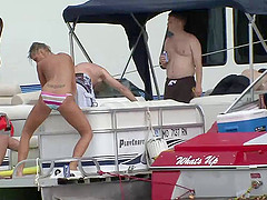 Slut on the yacht enjoys party and gets pussy fingered