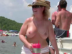 Amateur skanks flash their natural tits in reality video