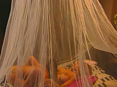 Two horny lesbians, Raylene and Crystal Knight, play with vibrators