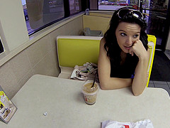 Brunette with natural tits enjoys her pussy banged in POV shoot