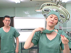 Vivacious Asian nurse giving her partner superb cat bath before delivering steamy blowjob in reality shoot