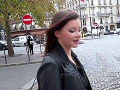 Blonde gets convinced in the streets and then fucked in POV