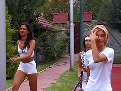 Extraordinary cowgirls gets banged with two naughty porn studs in action