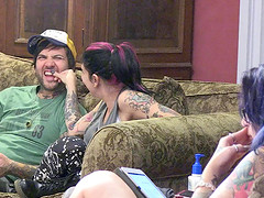 Behind the scenes of a punker couple hanging out and playing
