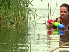 Man fucks girlfriend on the bank of a river