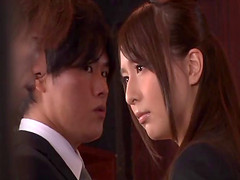 Stocking-clad Asian babe with a gorgeous body enjoying a hardcore threesome