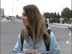 Hot Euro Babe Showing Off Her Natural Tits and Shaved Pussy For Cash