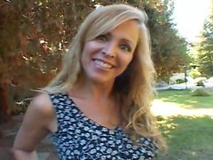 Huge smile on her face as a big cock fills her pink slit