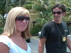 What a stunning car sex action along a petite blonde giving a cute blowjob
