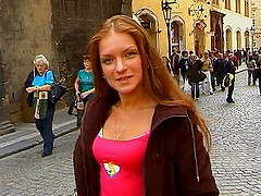 Long haired pornstar enjoys her exciting day out in a new city