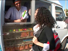 A slutty Latina teen gets fucked in the back of a food truck