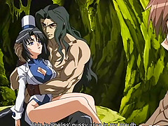 Caught anime gets squeezed her tits by tentacles