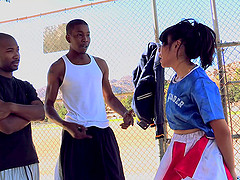 Horny cheerleader has two black studs over for a wild threesome