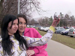 Girls meet at the bus stop, got home together and fuck