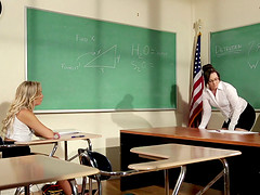 Amazing MILF teacher hooks up with a blonde lesbian teen slut