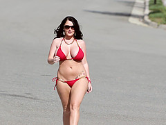 Huge tits bikini babes flaunt their boobs in public