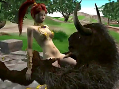 Sexy 3D anime monster fucked in the forest