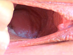 Blonde gapes her pussy during a self fisting clip
