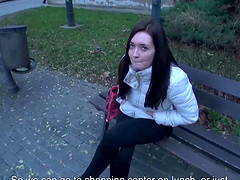 Teen amateur girl with big boobs fucks on public