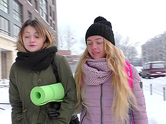 First its yoga in their underwear then these girls lick some pussy