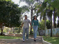 Sexy model in jeans bending over having her anal fucked hardcore