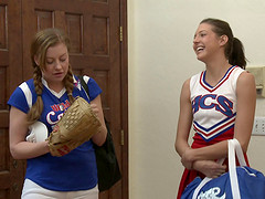 Two hot female softball players get out of uniform to eat pussy