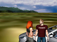 Sexy 3D redhead getting fucked on the hood of a car