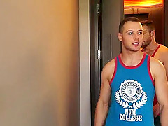 After a hot work out and blow job Scruffy Atticus Fox dicks down Brendonx
